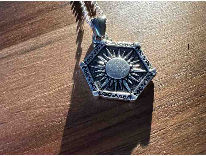 Sun & Moon Dual Sided Pewter Necklace