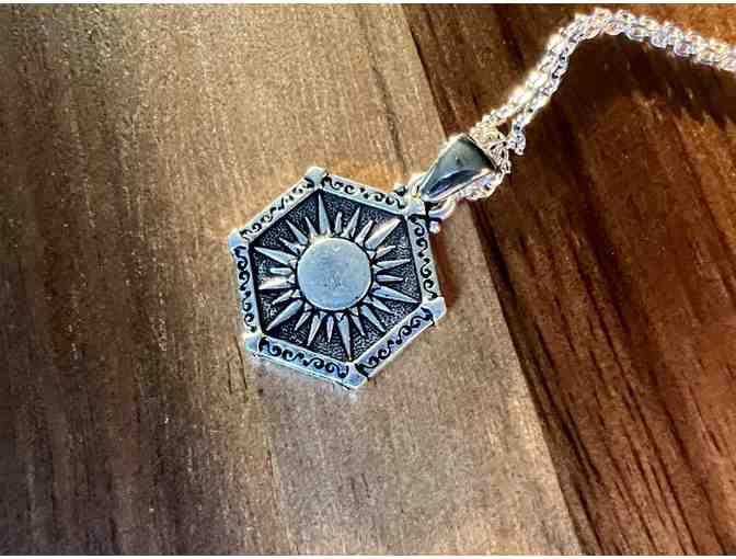 Sun & Moon Dual Sided Pewter Necklace