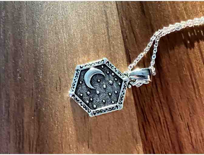 Sun & Moon Dual Sided Pewter Necklace