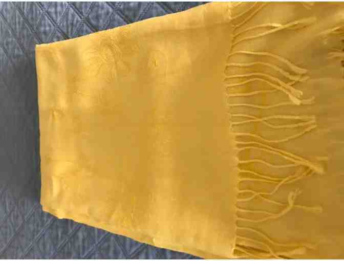 Soft yellow shawl or table cover