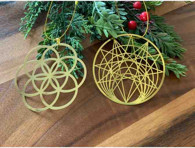 Sacred Geometry Ornament Set (2 Gold Plated Ornaments)