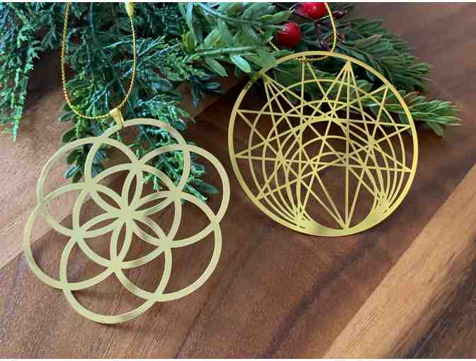 Sacred Geometry Ornament Set (2 Gold Plated Ornaments)