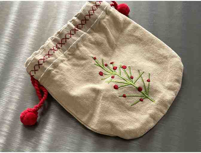 Embroidered Christmas Gift Bag