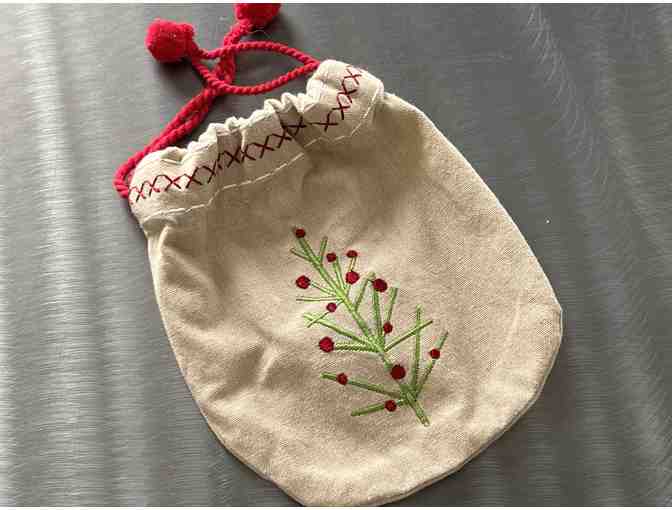 Embroidered Christmas Gift Bag