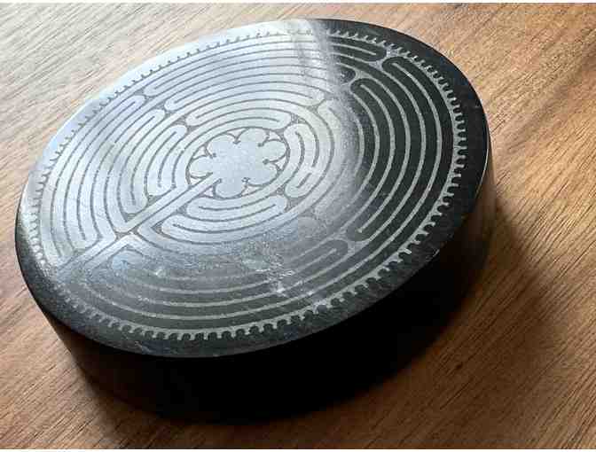 Onyx Paperweight with Etched Labyrinth