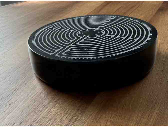 Onyx Paperweight with Etched Labyrinth