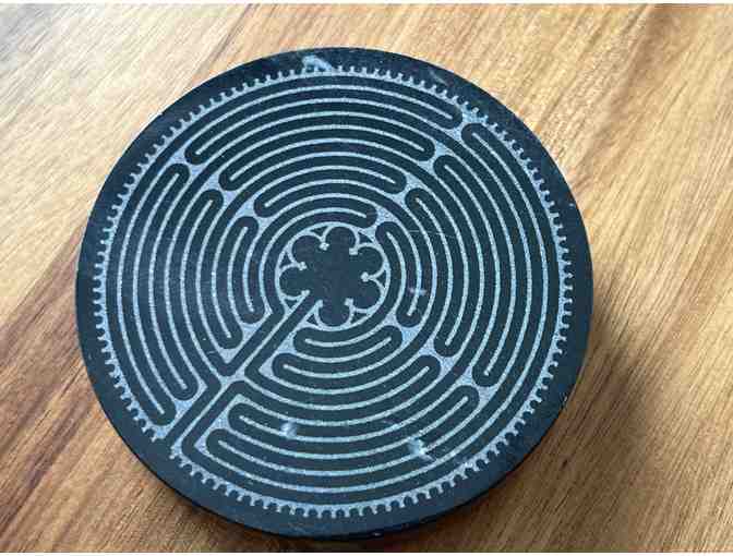 Onyx Paperweight with Etched Labyrinth
