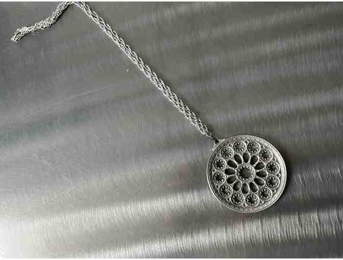 Vintage Rose Window Pendant with Chain