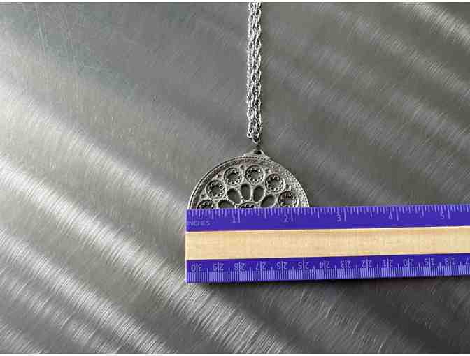 Vintage Rose Window Pendant with Chain