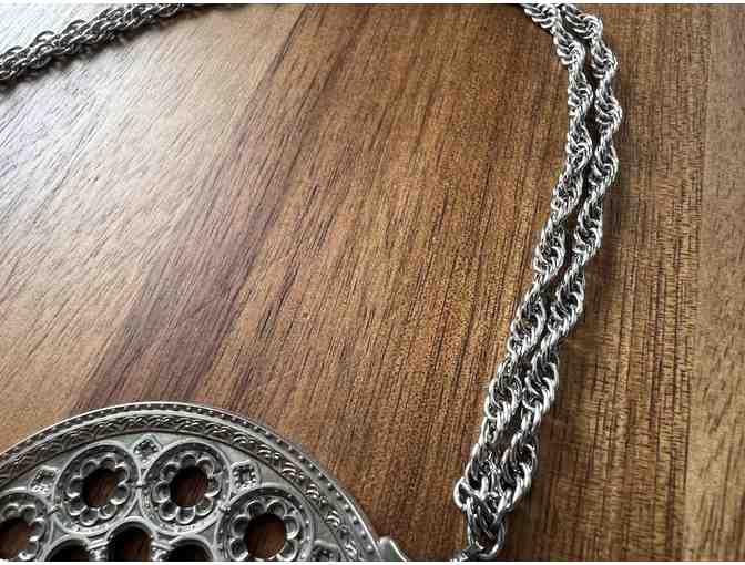 Vintage Rose Window Pendant with Chain