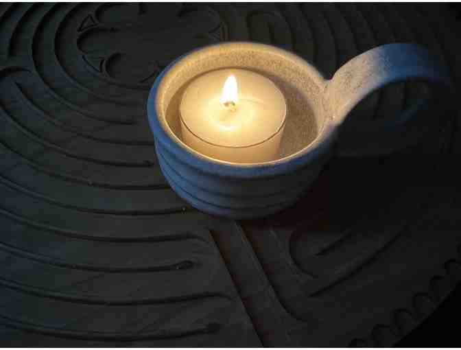 Light your Path |One Tealite with Handle | Handmade Pottery (Black)