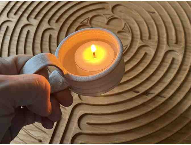 Light your Path |One Tealite with Handle | Handmade Pottery (Black)