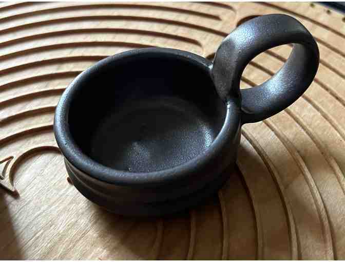 Light your Path |One Tealite with Handle | Handmade Pottery (Black)