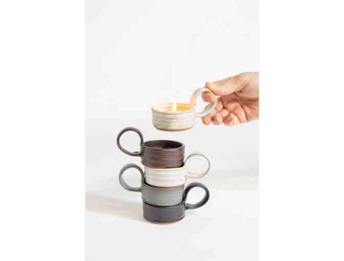 Light your Path |One Tealite with Handle | Handmade Pottery (White)