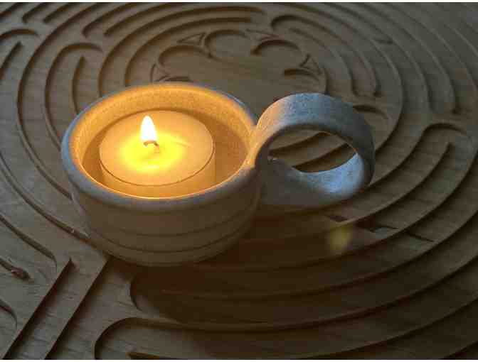 Light your Path |One Tealite with Handle | Handmade Pottery (Cream)