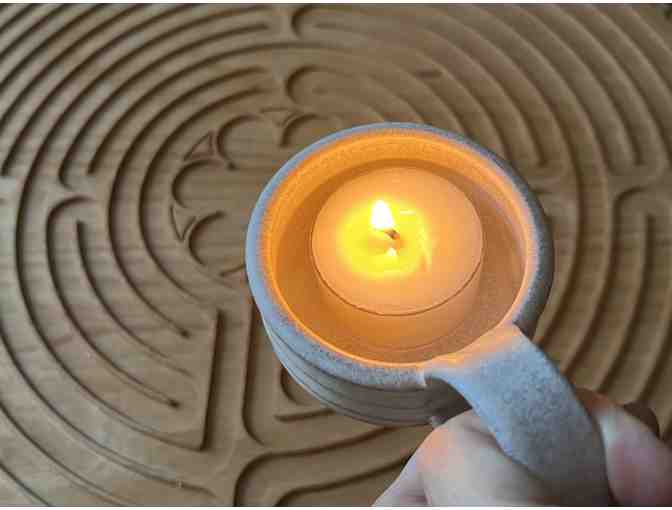 Light your Path |One Tealite with Handle | Handmade Pottery (Cream)