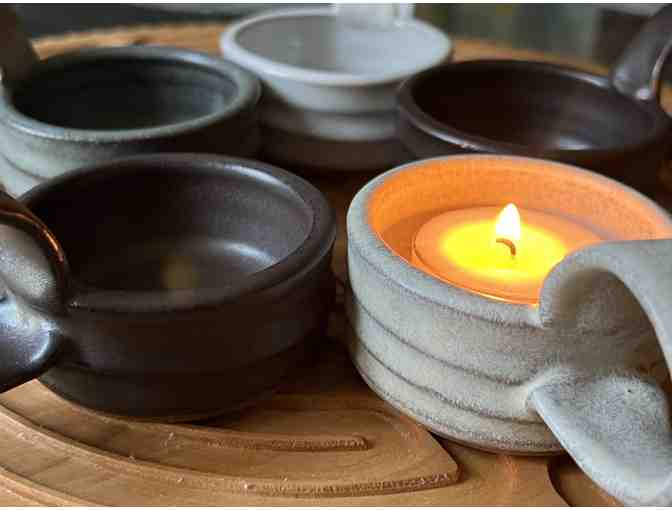 Light your Path |One Tealite with Handle | Handmade Pottery (Cream)