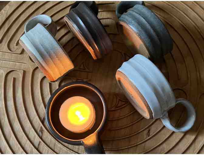 Light your Path |One Tealite with Handle | Handmade Pottery (Cocoa Brown)