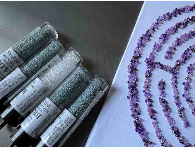 Calling All Crafters - Glass Seed Bead Labyrinth Kit | Purple & Grey/White
