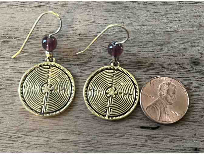 Purple Beaded Gold-Plated Sterling Earrings | Chartres Labyrinth