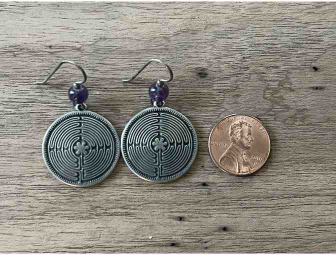 Purple Beaded Pewter Earrings | Chartres Labyrinth
