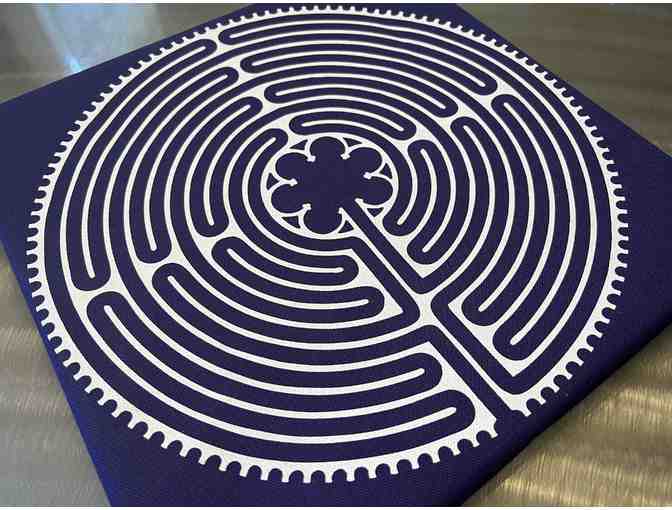 White Chartres Labyrinth on Purple Canvas
