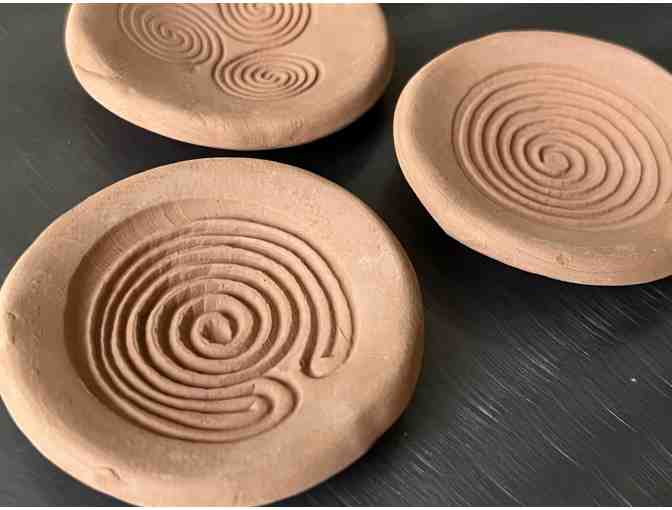 Set of 3 Ancient Symbol Earthenware Tiny Trinket Dishes | Set #2