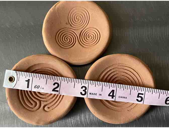 Set of 3 Ancient Symbol Earthenware Tiny Trinket Dishes | Set #2