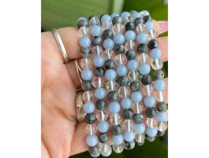 Angelite, Larvikite & Quartz Bracelet | Select YOUR CHOICE OF CHARM