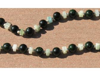 Green Goldstone and Aquamarine Necklace