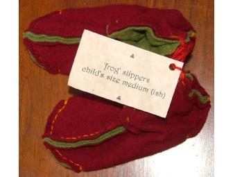 Child's Upcycled 'Frog' Slippers