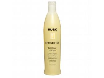 Rusk Deep Shine Oil, Sensories Brilliance Shampoo, and Sensories Brilliance Conditioner