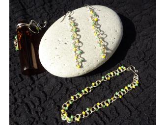 Bracelet and Earring Set with Glass Holding Jar