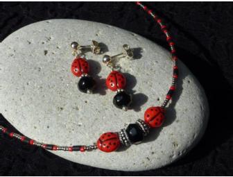 Ladybug Necklace and Earring Set