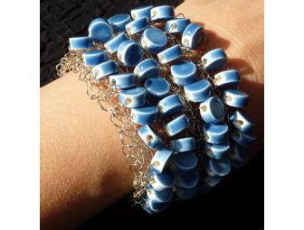 Beautiful Knitted Wire & Stone Bead Bracelet