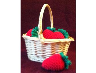 Basket of Crocheted Strawberries