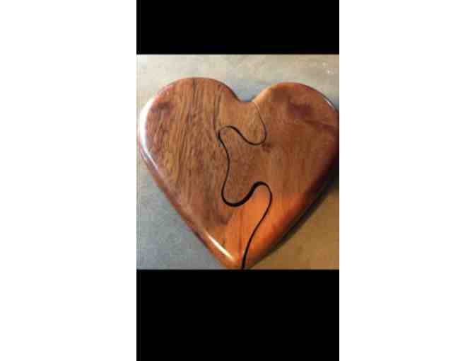 Hand Carved Wood Heart Puzzle Box