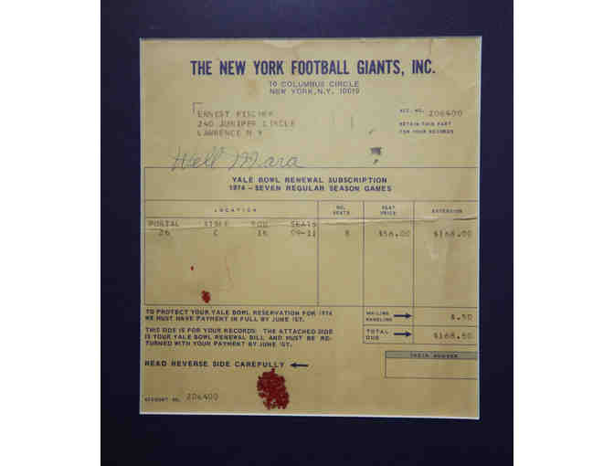 2 Tickets to a Giants Home Game + Framed Memorabilia Signed by Wellington Mara