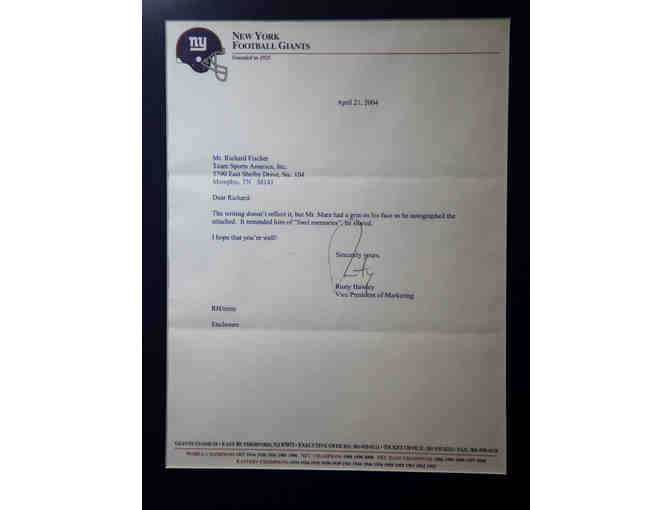 2 Tickets to a Giants Home Game + Framed Memorabilia Signed by Wellington Mara