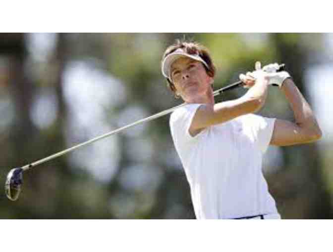 Golf Lesson  with LPGA Jean Bartholomew and framed signed LPGA Pin flag