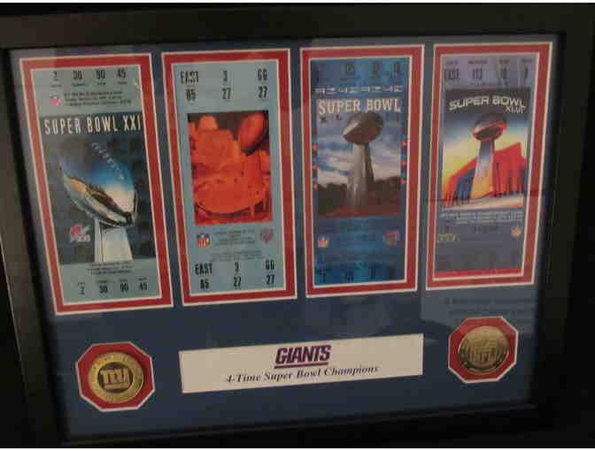 NY Giants Unsigned Super Bowl Tickets Collage with Commemorative Coin