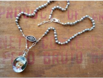 Gorgeous Glass 'Memory' Pendant with Pearls, Smoky Topaz