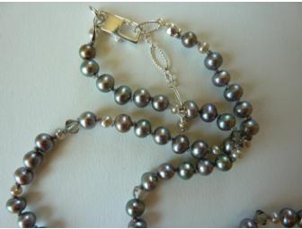 Gorgeous Glass 'Memory' Pendant with Pearls, Smoky Topaz