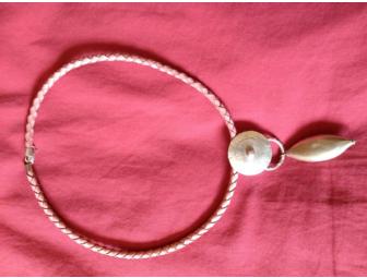 Lovely Necklace - Pink Leather with Silver Charm