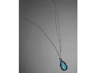 SATYA JEWELRY - Blue Topaz Drop Silver Necklace