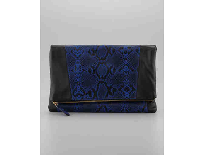 Be & D Nixie Leather Clutch in Cobalt/Black