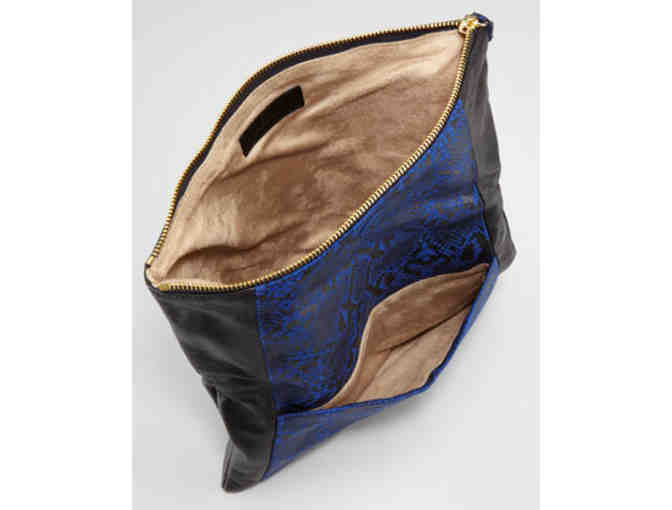Be & D Nixie Leather Clutch in Cobalt/Black