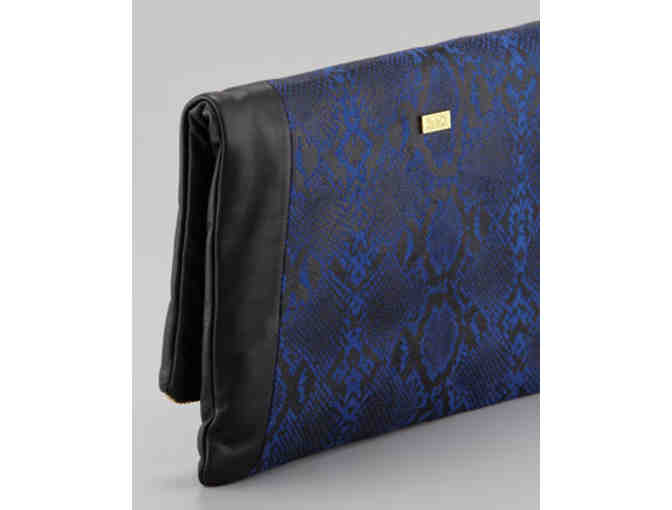 Be & D Nixie Leather Clutch in Cobalt/Black