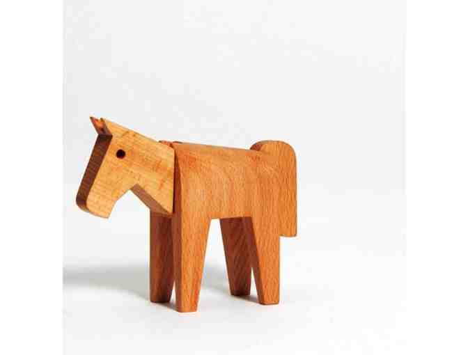 (3) Pairs of Dovetail Wooden Animals from AREAWARE - Horses, Alpacas, and Alligators