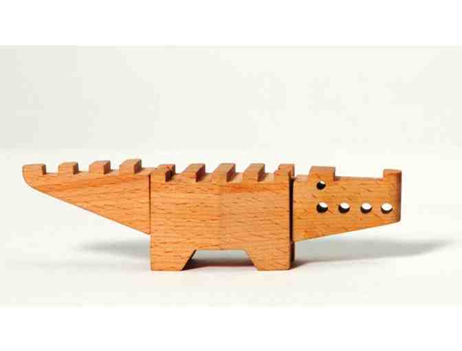 (3) Pairs of Dovetail Wooden Animals from AREAWARE - Horses, Alpacas, and Alligators